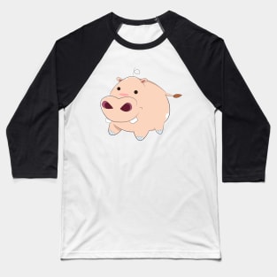 Happy Cartoon Baby Hippo Baseball T-Shirt